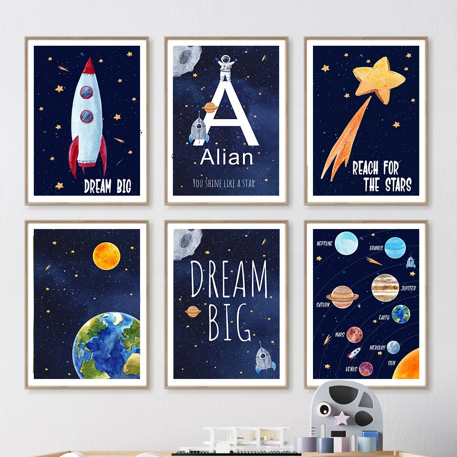 Kids Education Yes - 1pc 캔버스 그림 사용자 정의 이름