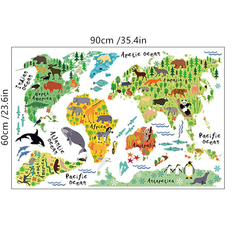 만화 동물 영토 지도 비닐 벽 스티커 DIY 홈 인테리 - Puzzle Map World 리뷰 및 가격